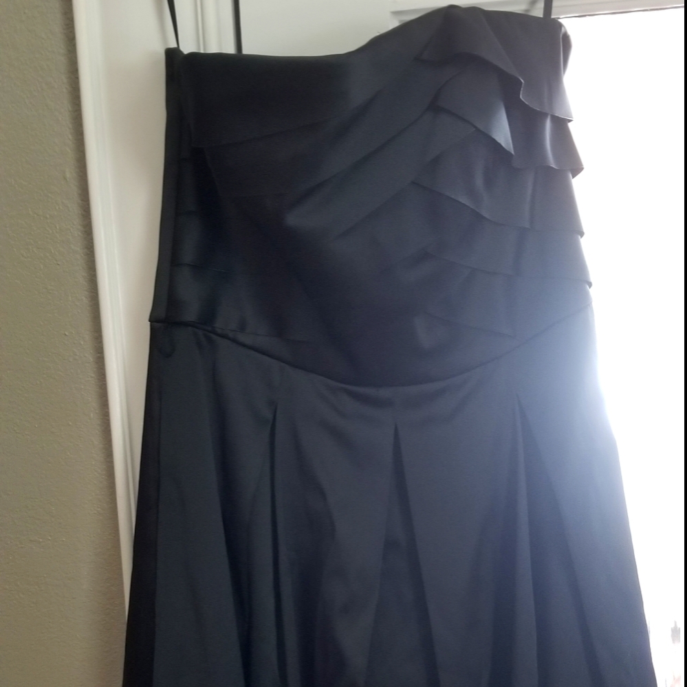 Black house white market strapless dress